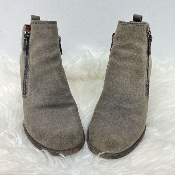 Lucky Brand | suede wedge ankle booties 6M tan. - Picture 3 of 9